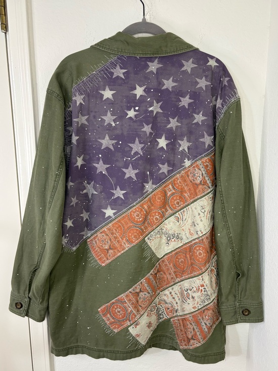 We The Free Jackets & Blazers - Free People We The Free Patriotic Spruce USA Patchwork Military Jacket oversized